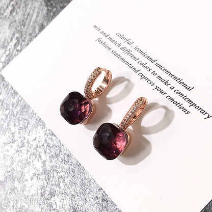 Candy Color Earrings Zircon Crystal