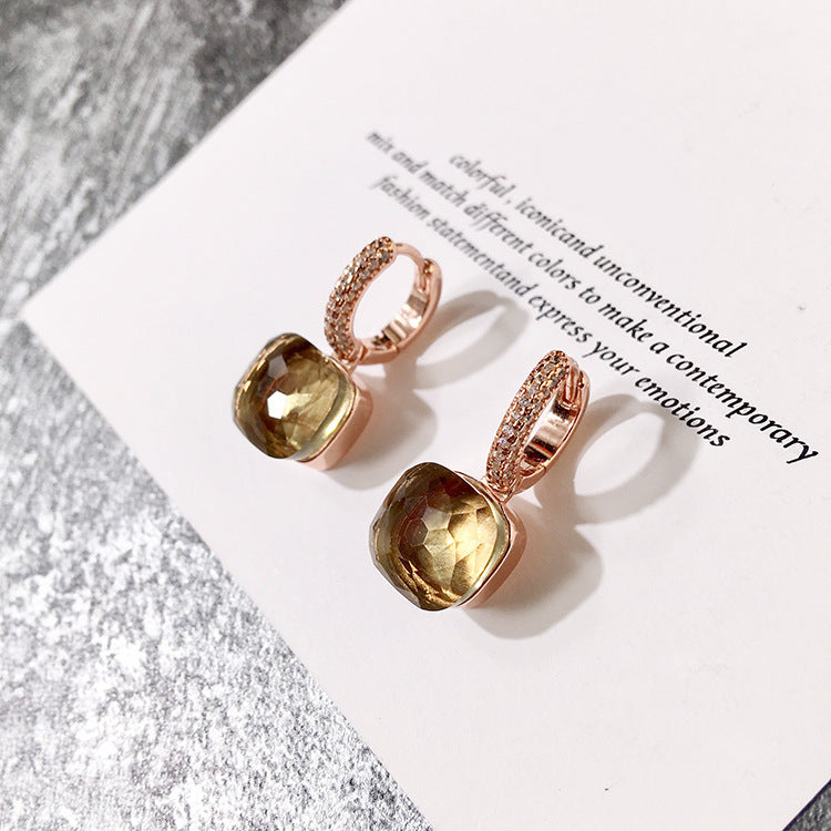 Candy Color Earrings Zircon Crystal