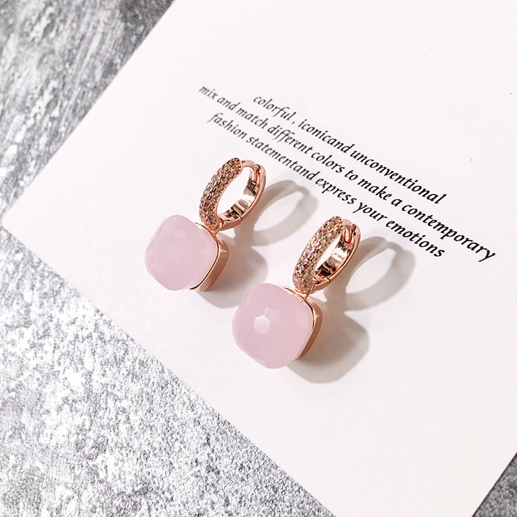 Candy Color Earrings Zircon Crystal