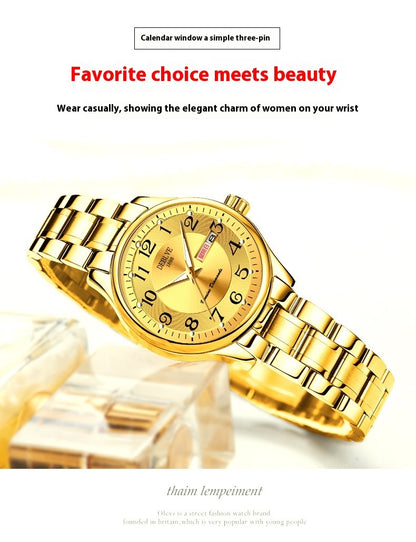 Double Calendar Luminous Waterproof Watch