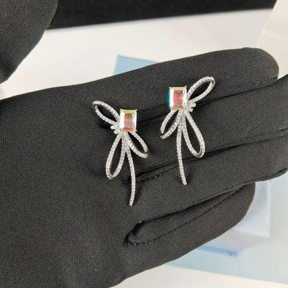 Aurora Ribbon Bow Cube Earrings