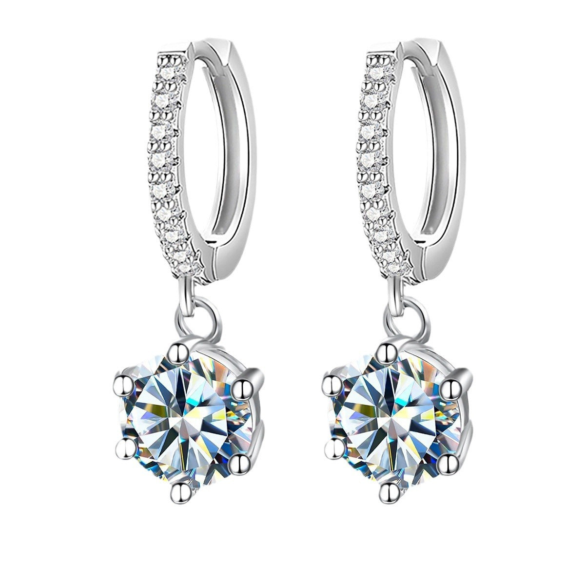 Eardrops Classic Six-claw Moissanite Women