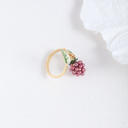 Purple Pearl Raspberry Flower Ring