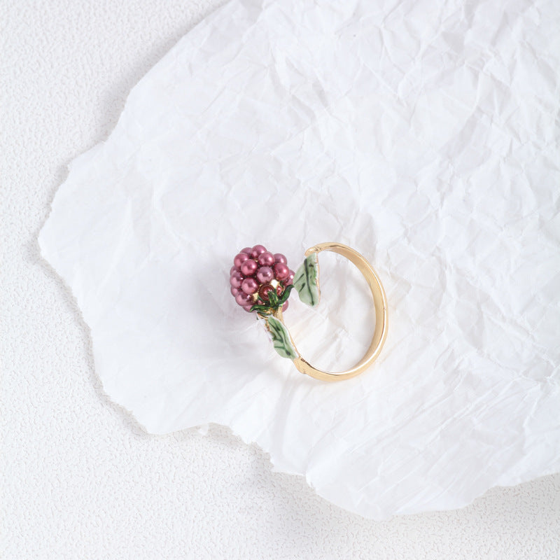 Purple Pearl Raspberry Flower Ring