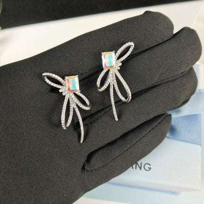 Aurora Ribbon Bow Cube Earrings