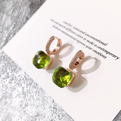 Candy Color Earrings Zircon Crystal