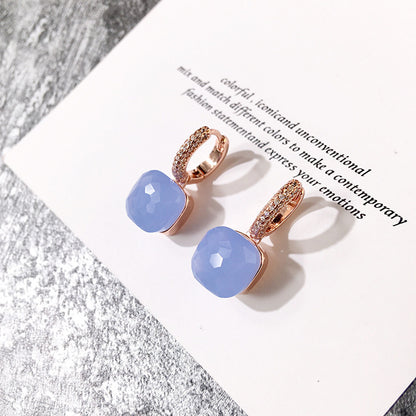 Candy Color Earrings Zircon Crystal