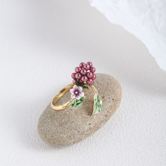 Purple Pearl Raspberry Flower Ring