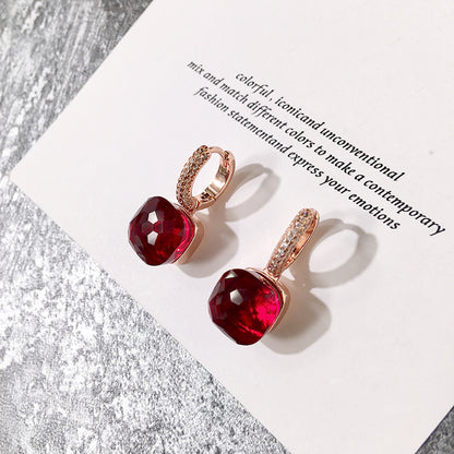 Candy Color Earrings Zircon Crystal