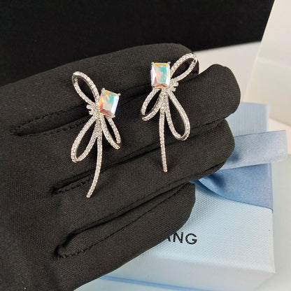 Aurora Ribbon Bow Cube Earrings