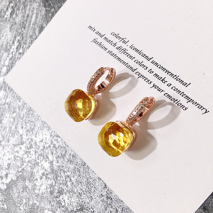 Candy Color Earrings Zircon Crystal